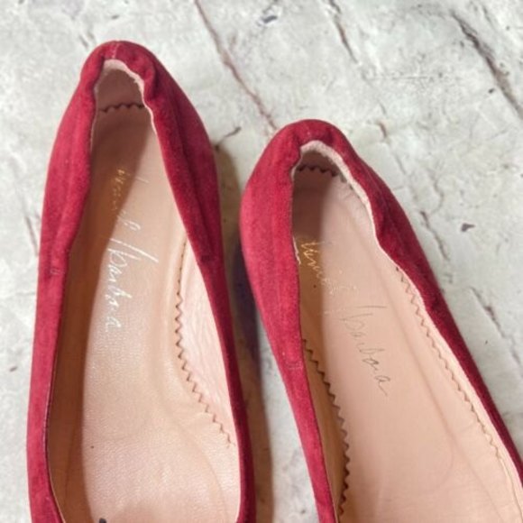 Daniel Barbara Red Square Toe Flats Made In Italy Suede Studded - Picture 3 of 6